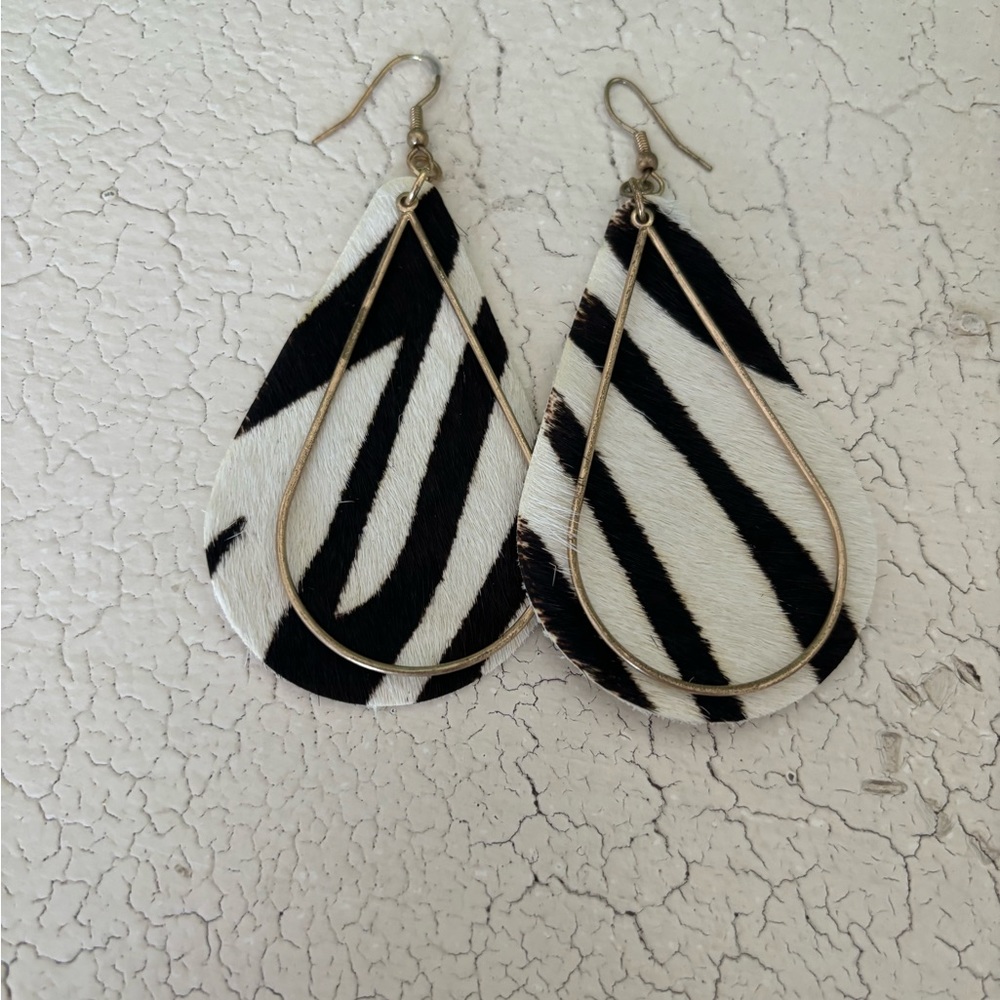 Track and White Zebra Earrings.